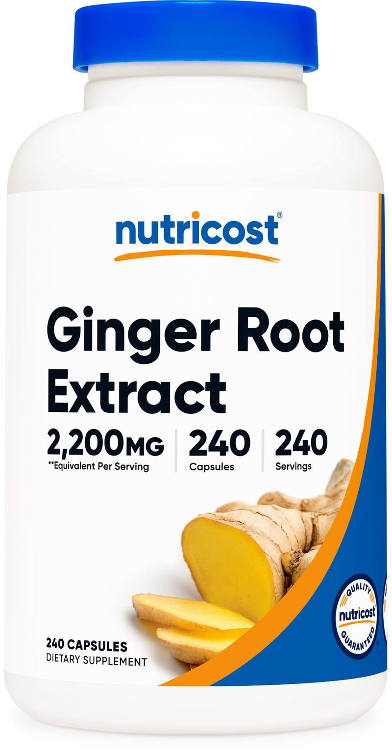 [Australia] - Nutricost Ginger Root Extract 2,200mg, 240 Capsules - Gluten Free, Non-GMO, 550mg of 4:1 Extract 240 Count (Pack of 1) 