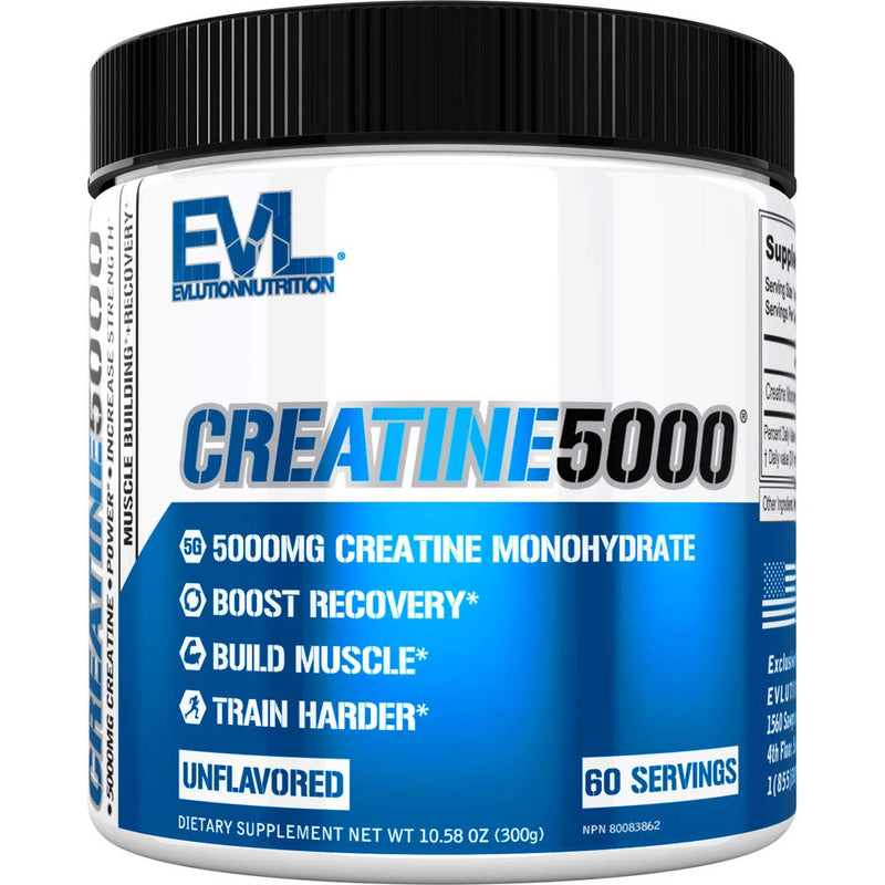[Australia] - Evlution Pure Creatine Monohydrate Powder 5000mg Nutrition Pre and Post Workout Recovery Drink Mix Creatine Powder for Enhanced Muscle Mass Athletic Performance and Muscle Recovery - Unflavored 60 Servings (Pack of 1) 