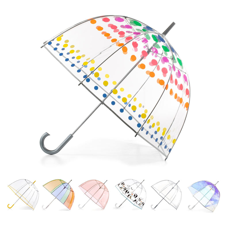 Totes Adult Windproof Bubble Umbrella with J Hook Handle and Enhanced Visibility