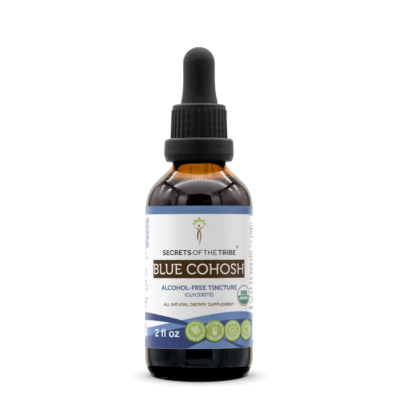 [Australia] - Secrets of the Tribe Blue Cohosh USDA Organic Alcohol-Free Tincture (Glycerite) Responsibly farmed Blue Cohosh (Caulophyllum Thalictroides) Dried Root (2 Fl Oz) Women's Health Supplement 2 Fl Oz (Pack of 1) 
