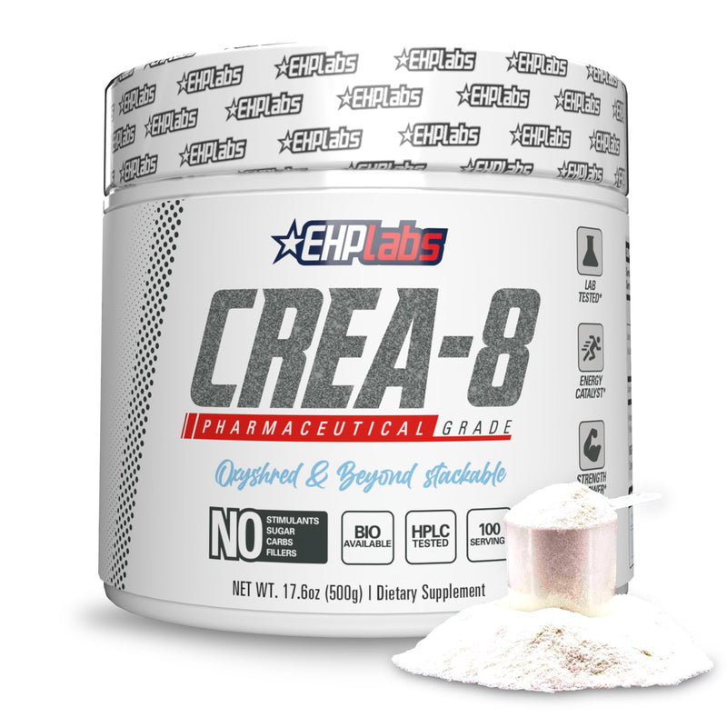 [Australia] - EHP Labs CREA-8 Micronized Creatine Monohydrate Powder - Unflavored Creatine Powder for Muscle Growth, Increased Strength, Enhanced Energy Output and Improved Performance - 100 Servings (500g) 