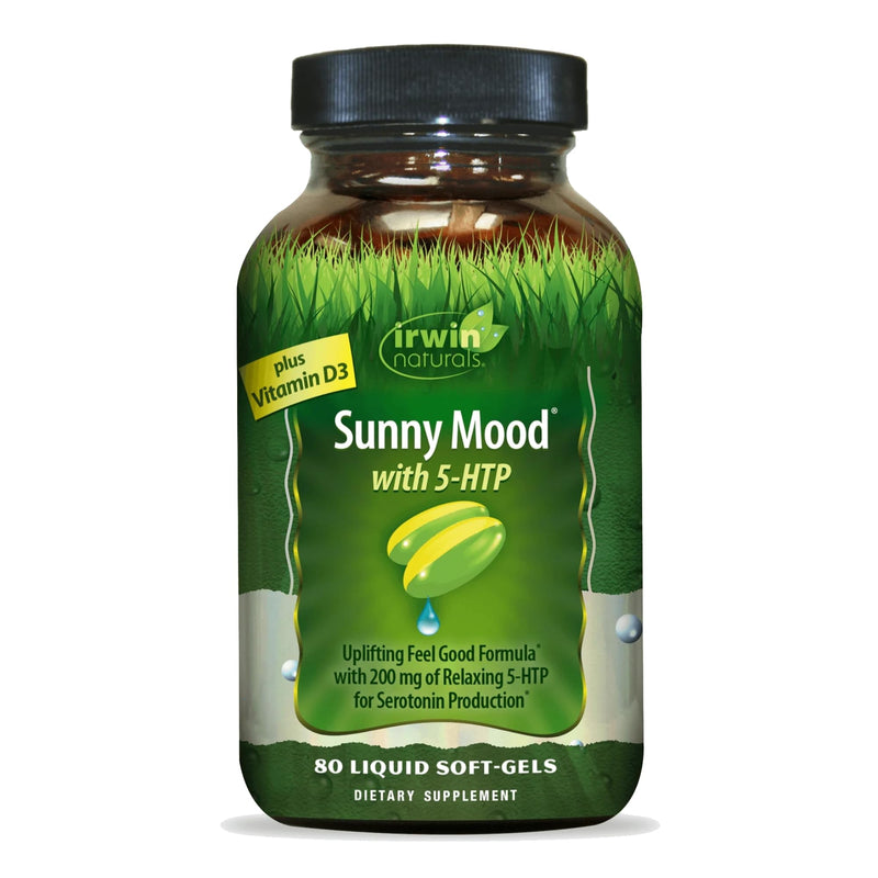 [Australia] - Irwin Naturals Sunny Mood with 5-HTP - 80 Liquid Soft-Gels - Supports Emotional Well-Being & Relaxation - 40 Servings 