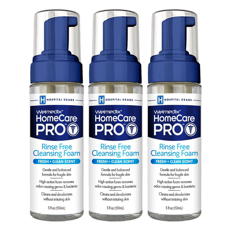 [Australia] - Rinse Free Cleansing Foam, 3 in 1 Body Wash, Shampoo and Personal Cleanser for Elderly, Incontinence and Infant Care, Hospital Grade, Sulfate Free, Paraben Free (Pack of 3) 5 Fl Oz (Pack of 3) 