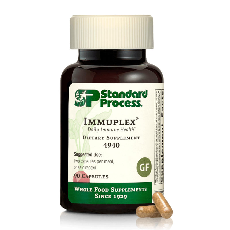 Standard Process Immuplex, Daily Immune Support Supplement, 90 Capsules | Daily Immune Support Supplement with Folate, Iron, Vitamin C and Vitamin A, Mineral Supplement with Antioxidant Ingredients 90 Count (Pack of 1)