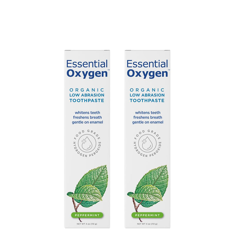 [Australia] - Essential Oxygen BR Certified Organic Toothpaste, for Whiter Teeth, Fresher Breath, Happier Gums, Tooth Sensitivity, Peppermint, 4 Ounce (Pack of 2) 