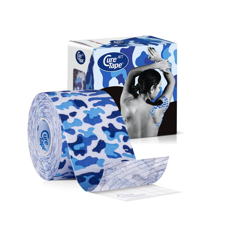 CureTape Art | Kinesiology Tape for Body Pain | Elastic Therapeutic | Waterproof Athletic | Long-Lasting Medical K (Army Blue) Army Blue