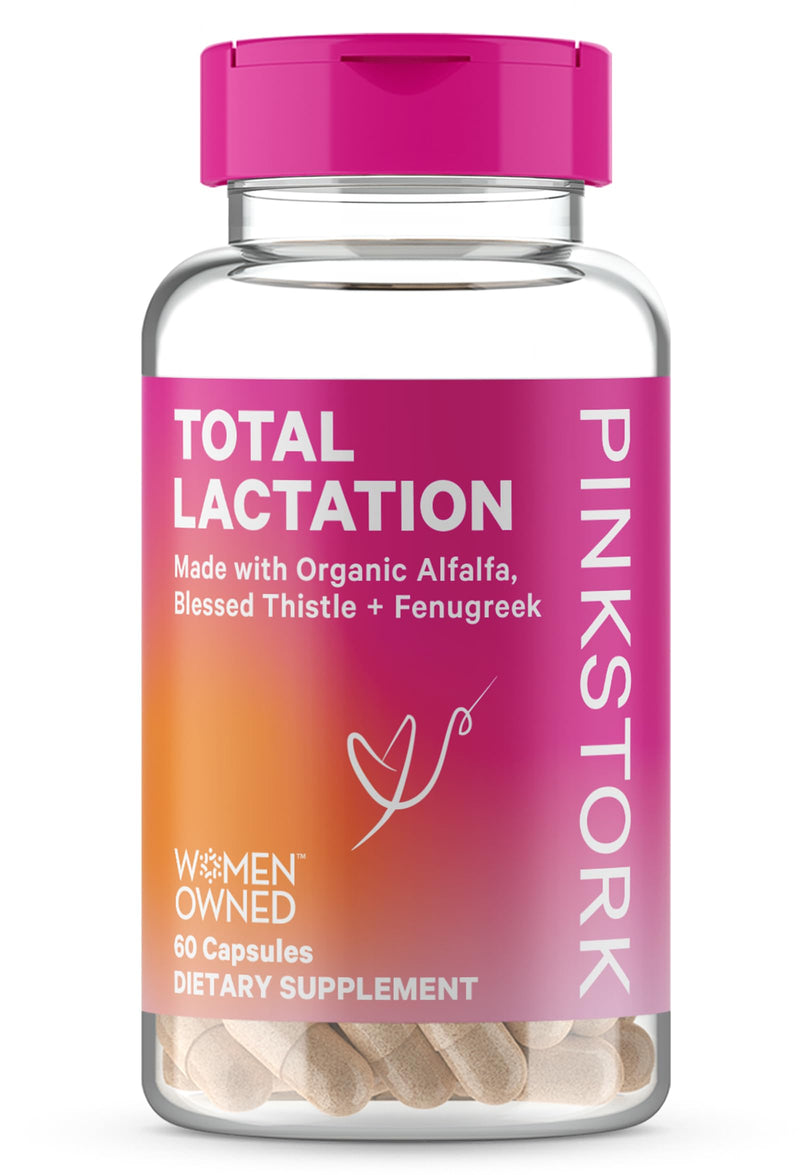 [Australia] - Pink Stork Total Lactation Supplement for Breast Milk Supply, Organic Fenugreek and Alfalfa to Support Breastfeeding, Milk Flow, and Production, Postpartum Essentials - 60 Capsules Original Formula 