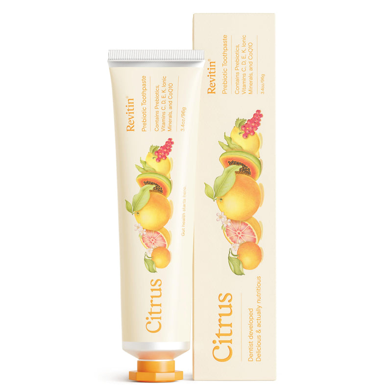 [Australia] - Revitin Toothpaste | Fluoride-Free Prebiotic Citrus Tooth Gel | No SLS, Gluten Free, Dye Free, GMO Free, No Sweeteners | Non-Toxic, Kid Approved 3.4 Ounce (Pack of 1) 