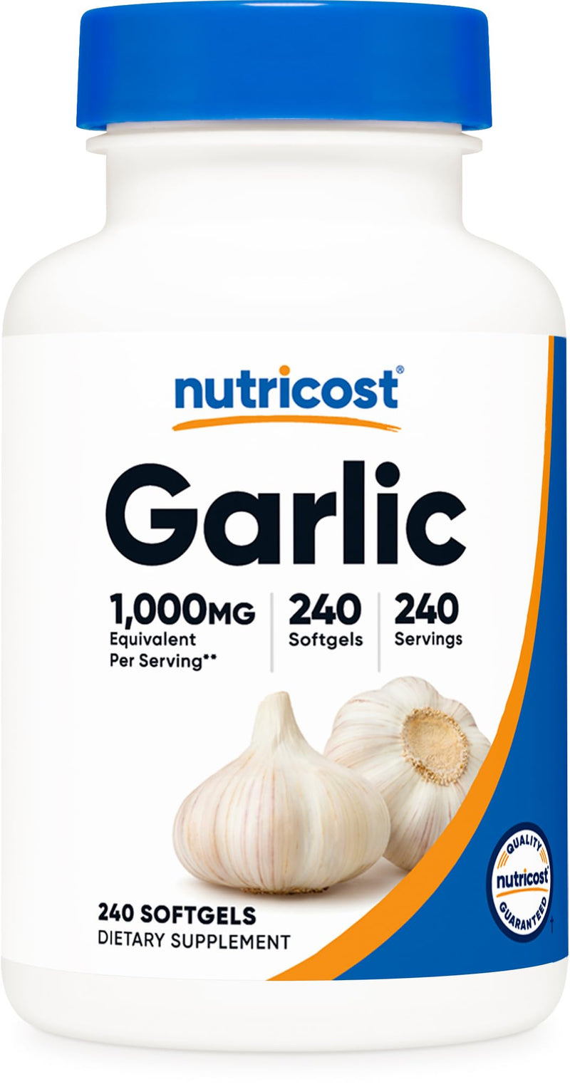 [Australia] - Nutricost Garlic 1000mg, 240 Softgels - Premium Gluten Free Garlic Supplement 1 Count (Pack of 1) 