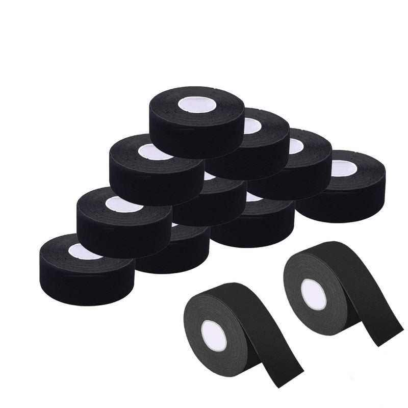 Kinesiology Recovery Therapeutic Tape, Waterproof Muscle Support for Athlete,Sports Injury Tape 1 inch x 16.4 ft / 2.5cm x 5m Black 12 rolls