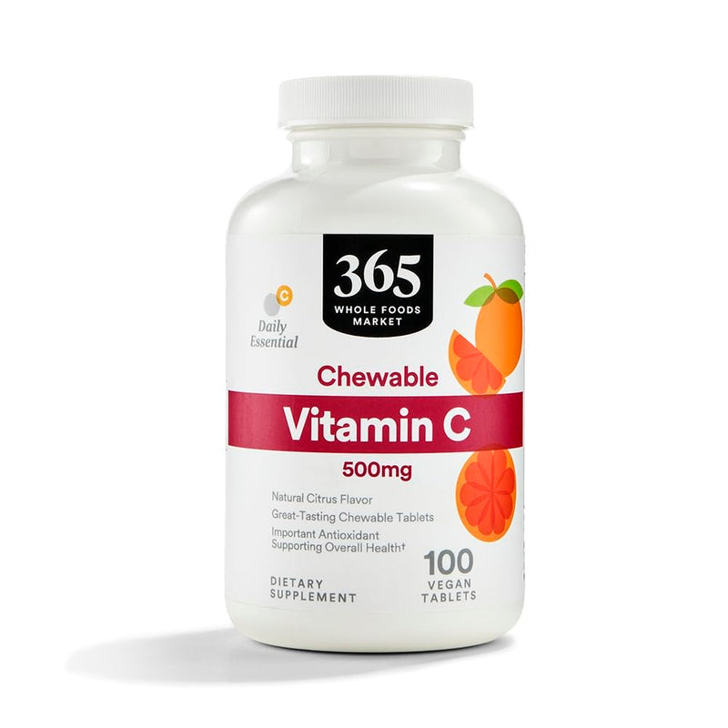 365 by Whole Foods Market, Chewable Vitamin C 500mg, Natural Citrus Flavor, Vegan, 100 Tablets 100 Count (Pack of 1)