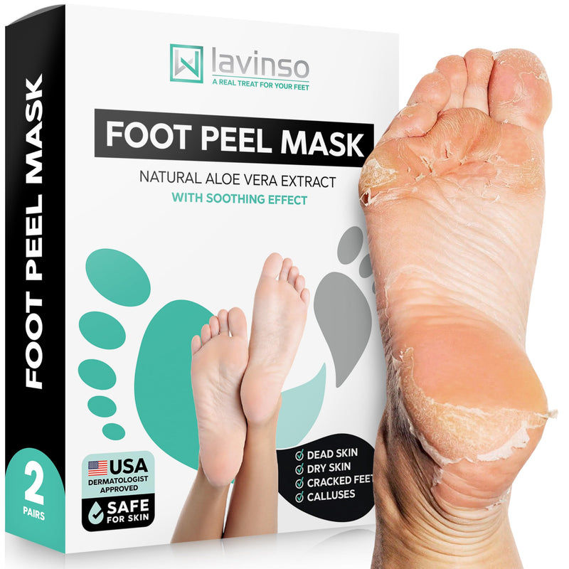 Foot Peel Mask for Dry Cracked Feet – 2 Pack Peeling Mask Removes Dead Skin and Calluses - Exfoliating for Soft Baby Feet, Original Scent Aloe Vera 1 Count (Pack of 2)