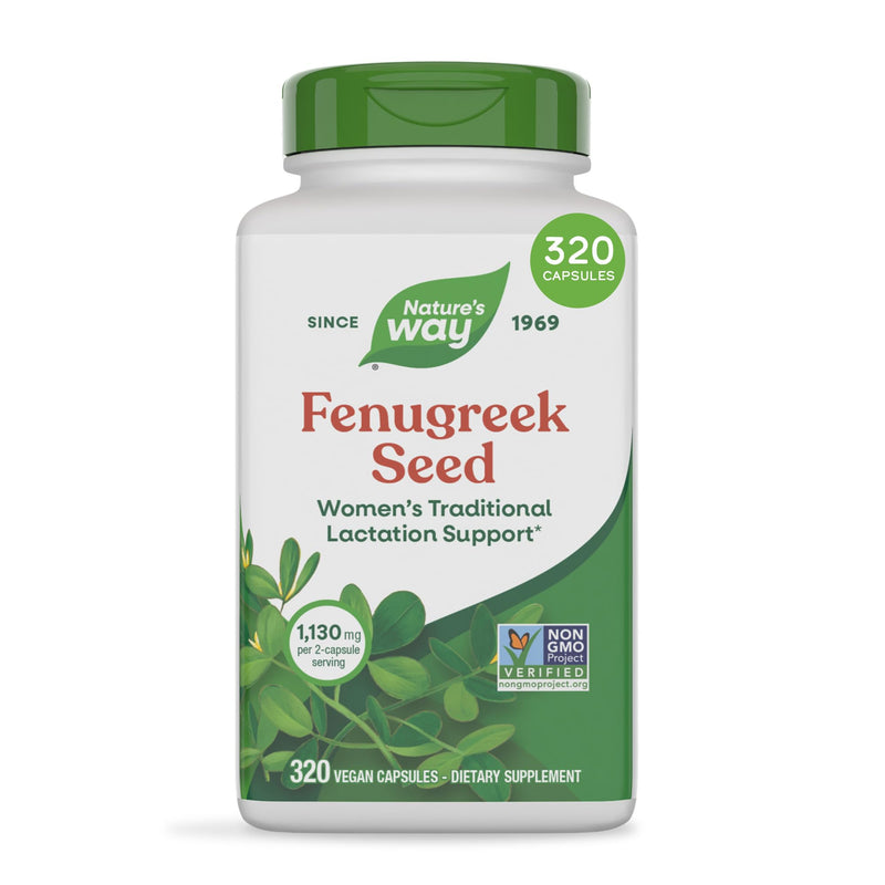 Nature's Way Fenugreek Seed Capsules, Traditional Lactation Support*, 320ct | Traditional Breast Milk Production Support*, Traditionally Used to Soothe Digestion*, Non-GMO Project Verified, Vegan 320 Count (Pack of 1)