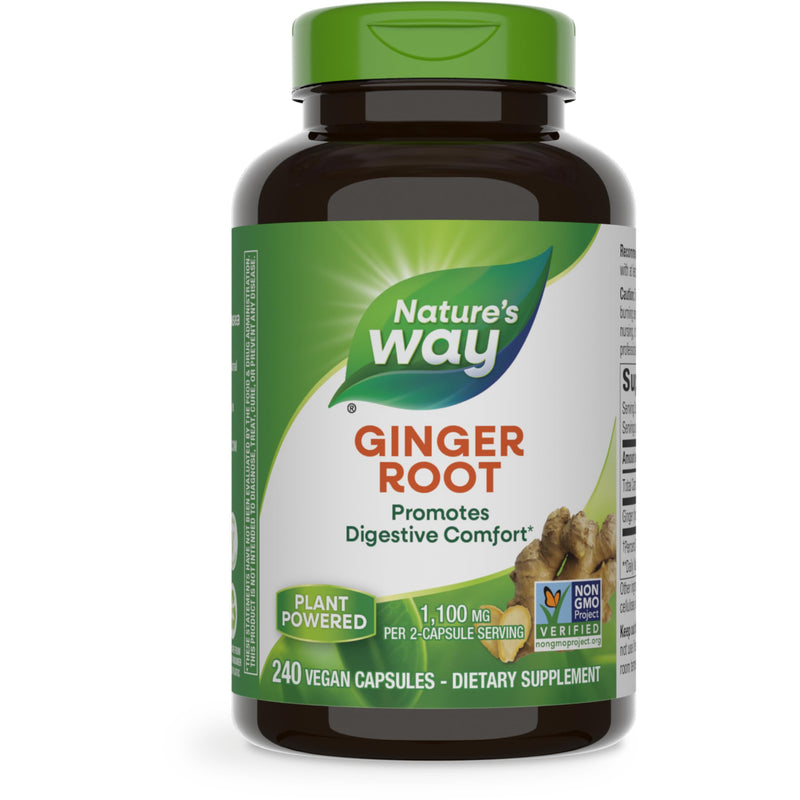 [Australia] - Nature's Way Ginger Root, Promotes Digestive Comfort*, 1,100 mg Per 2-capsule Serving, Non-GMO Project Verified, Vegan, 240 Capsules (Packaging May Vary) 240 Count (Pack of 1) Herbal Supplement 