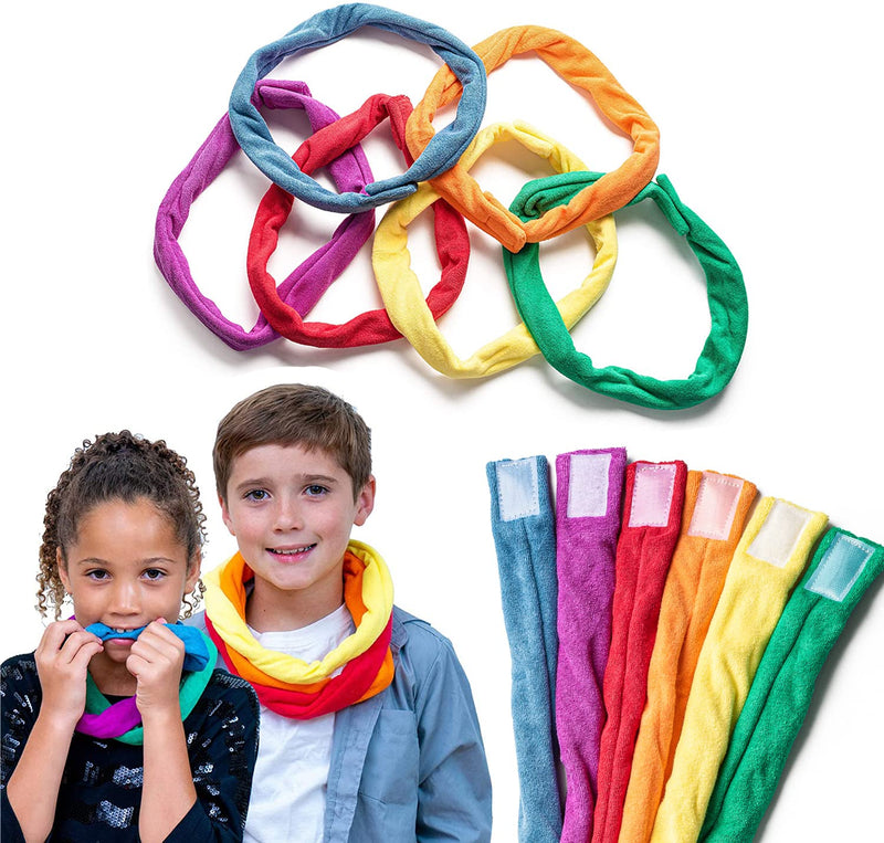 [Australia] - Special Supplies Chew Necklaces for Sensory Kids Boys and Girls, 6 Bands, Soft and Super Absorbent Terry Cloth, Shirt and Clothing Oral Stimulation Alternative, Reusable and Washable 