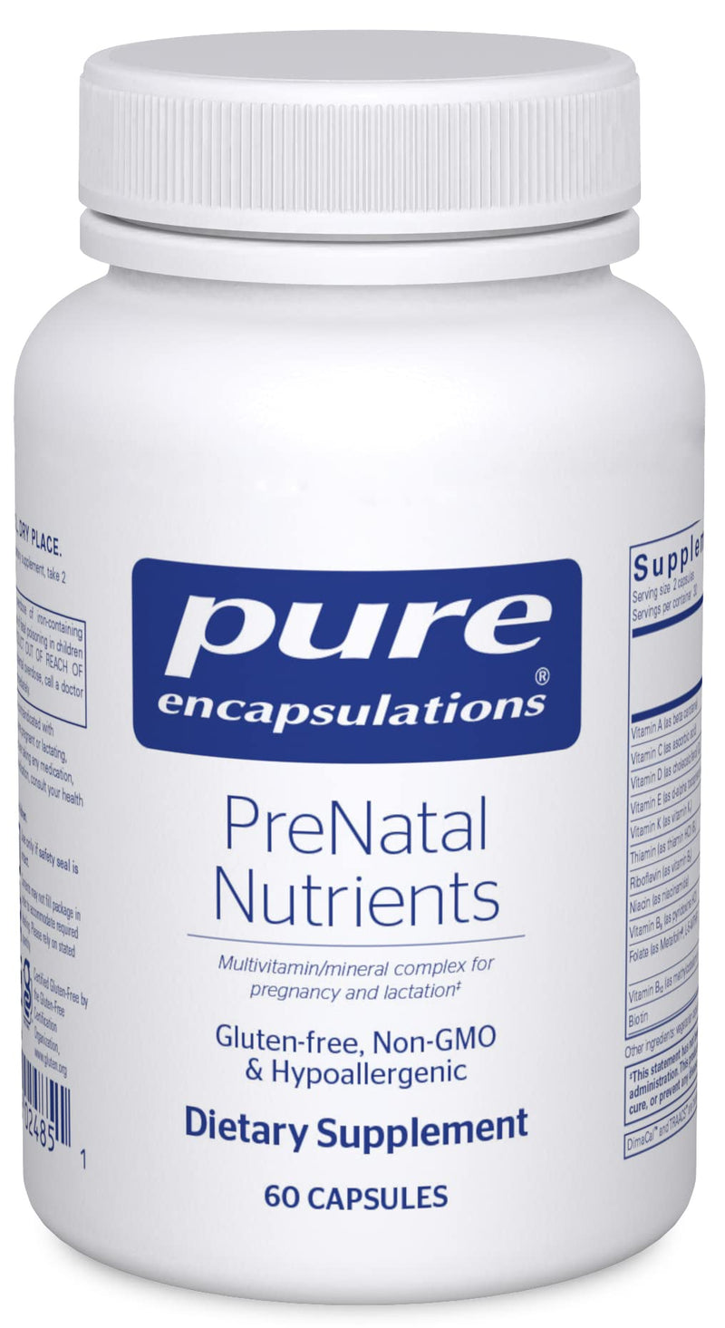 [Australia] - Pure Encapsulations PreNatal Nutrients - for Pregnancy & Lactation - Aids Energy & DNA Development* - with Folate, Choline & Iron - Gluten Free & Non-GMO - 60 Capsules 60 Count (Pack of 1) 