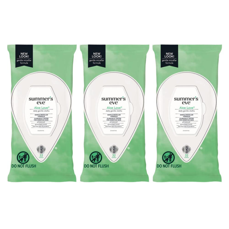 [Australia] - Summers Eve Cleansing Cloths 32 Count Aloe Love,32 Count (Pack of 3) 32 Count (Pack of 3) 