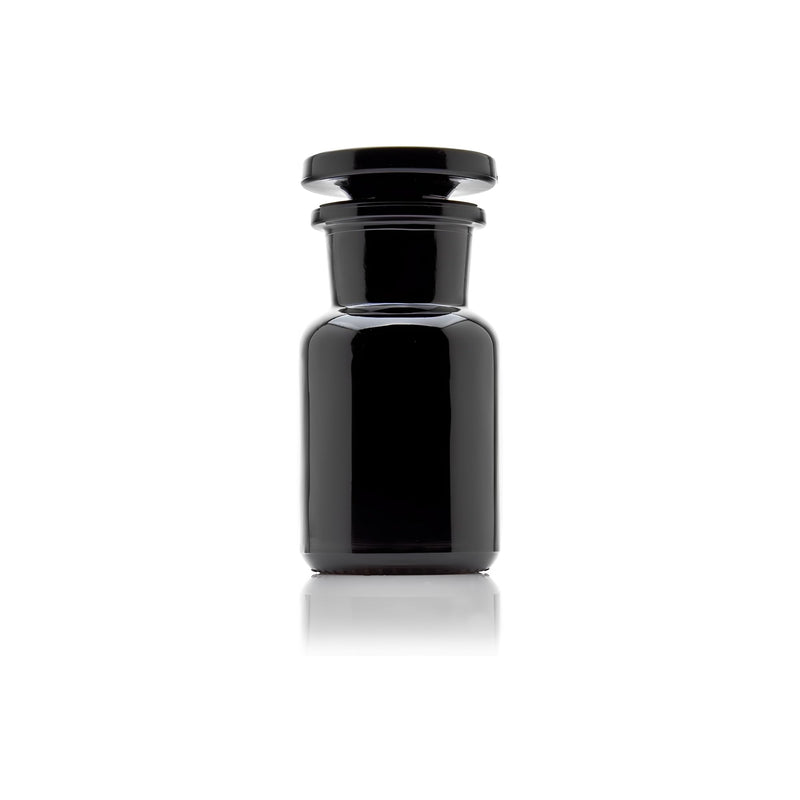 Infinity Jars 50 ml (1.69 fl oz) Black Ultraviolet Blocking Glass Apothecary Jar Airtight Smell‑Proof Refillable Container for Herbs, Spices, Tea & Essential Oils 1 50 ml