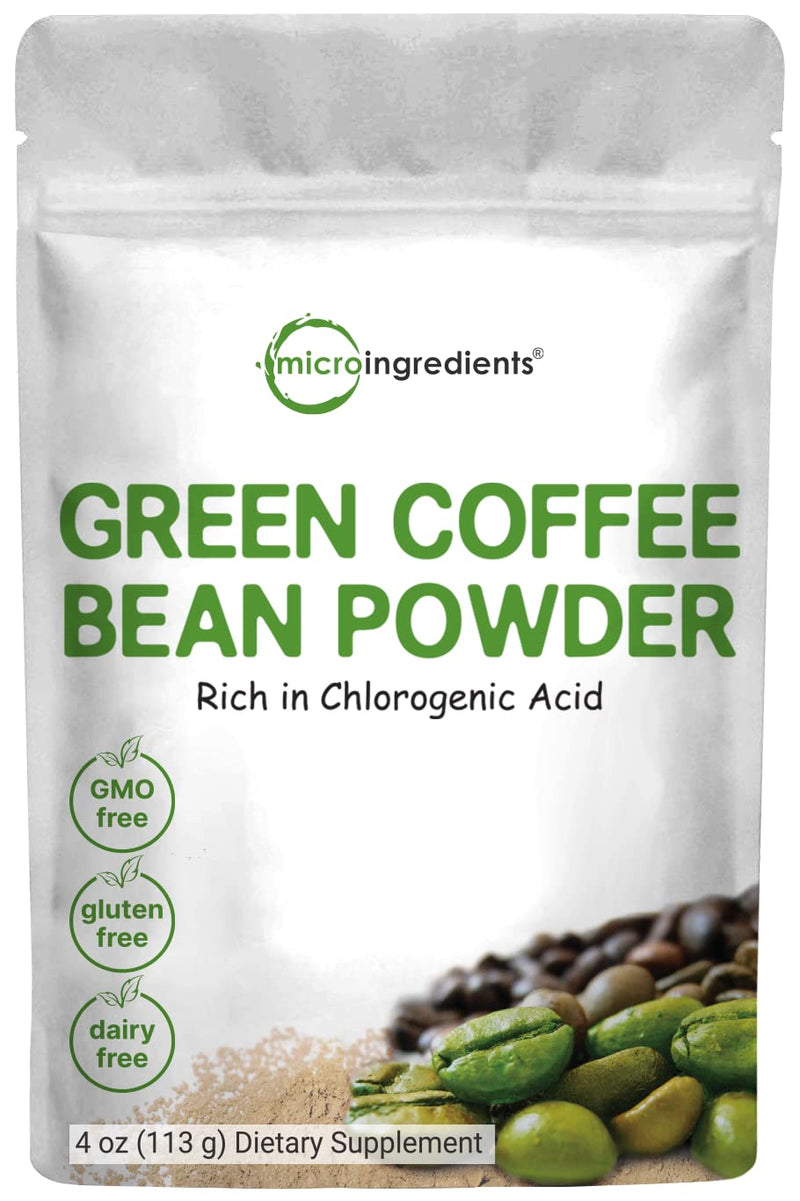 [Australia] - Pure Green Coffee Bean Extract, 4 Ounce, Filler Free with Natural Caffeine, Green Coffee Bean Fat Burn Supplement with 50% Chlorogenic Acid, Supports Metabolism and Weight Management, Vegan Friendly 