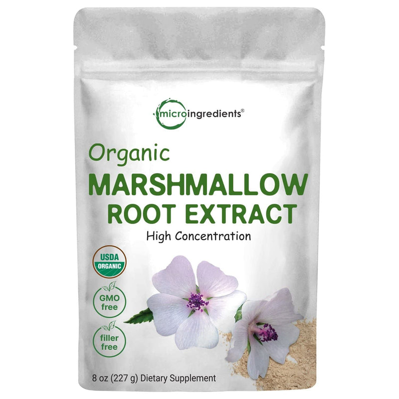 [Australia] - Micro Ingredients Organic Marshmallow Root Powder, 8 Ounce, Filler Free and Traditionally Used, Supports Digestive Gastrointestinal Health, Non-Irradiated and No GMOs, Vegan Friendly 