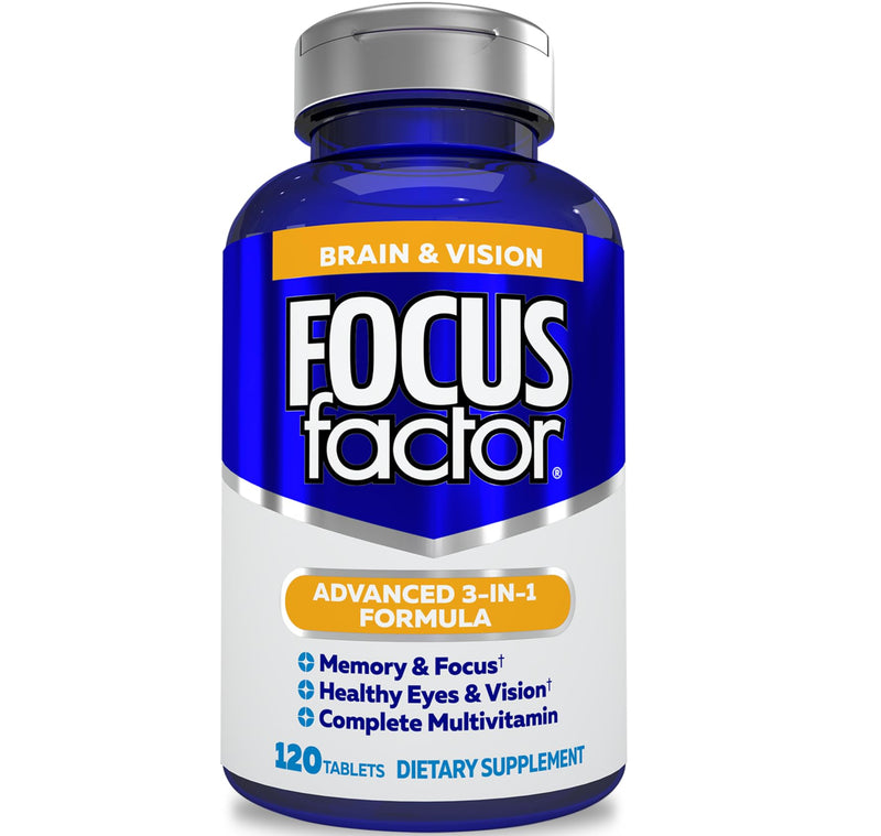 [Australia] - Focus Factor Adults Brain and Vision Supplement, 120 Count - Eye Vitamin, Mineral Supplement & Complete Multivitamin w/Lutein & Zeaxanthin ‚Äì Brain Supplement for Focus, Concentration, Memory 120 Count (Pack of 1) 