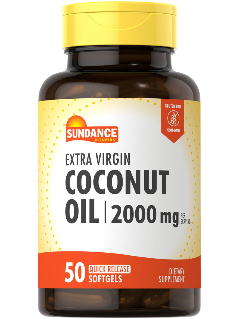 [Australia] - Extra Virgin Coconut Oil Softgels | 2000mg | 50 Count | Non-GMO and Gluten Free Supplement | By Sundance 