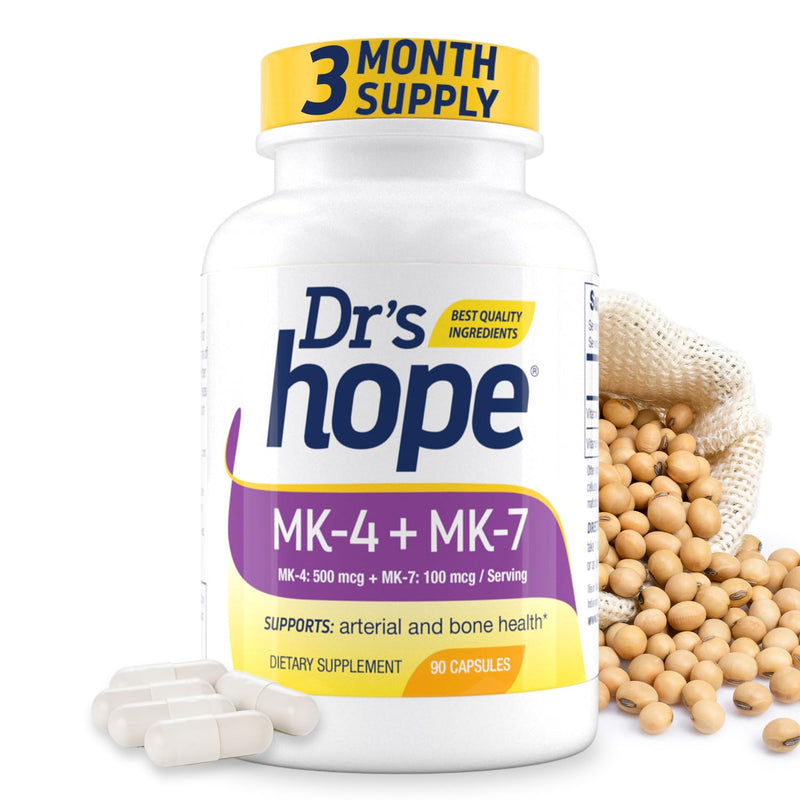 [Australia] - Vitamin K2 MK7 with Vitamin K2 MK4, 3-Month Supply High-Potency K2 Vitamin Supplement MK-7 for Bone Health & Cardiovascular Health, 90 Vegan Capsules, Made in The USA 