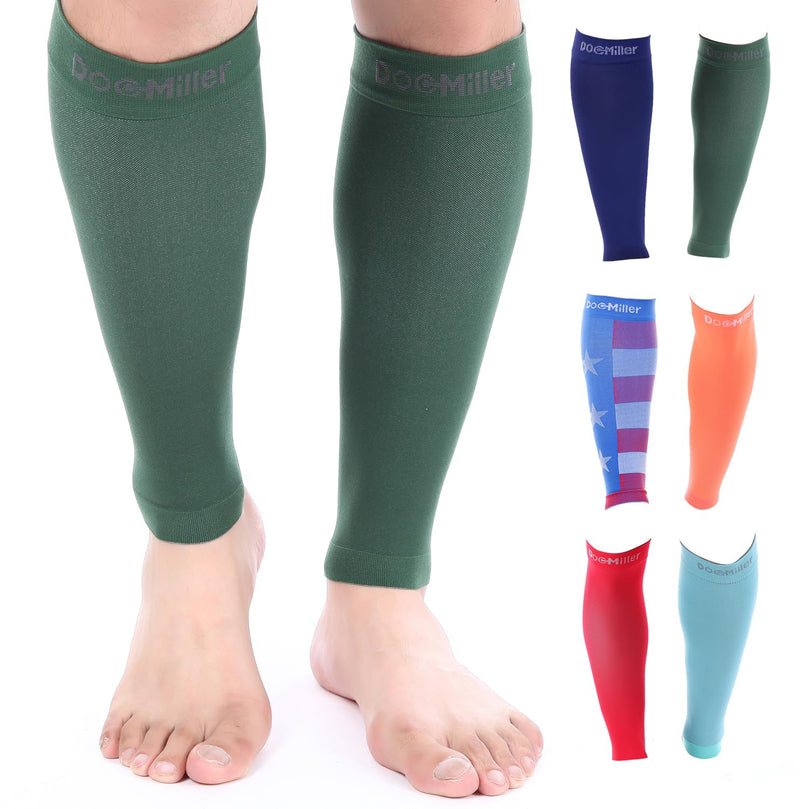 [Australia] - Doc Miller Compression Calf Sleeve for Men & Women – 20-30mmHg Graduated Support for Running, Shin Splints, Calf Strain – Knee High, Small to 6XL Plus Size 3X-Large Dark Green 