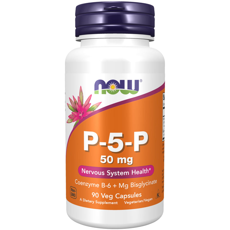 NOW Foods Supplements, P-5-P 50 mg with Coenzyme B-6 + Mg Bisglycinate, 90 Veg Capsules 90 Count (Pack of 1)