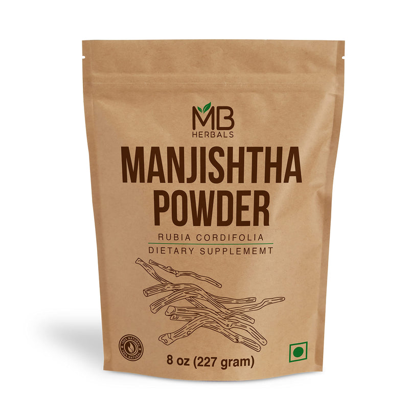 [Australia] - MB Herbals Manjistha Powder 8 oz / 227 Gram | 0.5 Pound | Rubia cordifolia Root | Organically Cultivated Indian Madder Root Manjishtha 