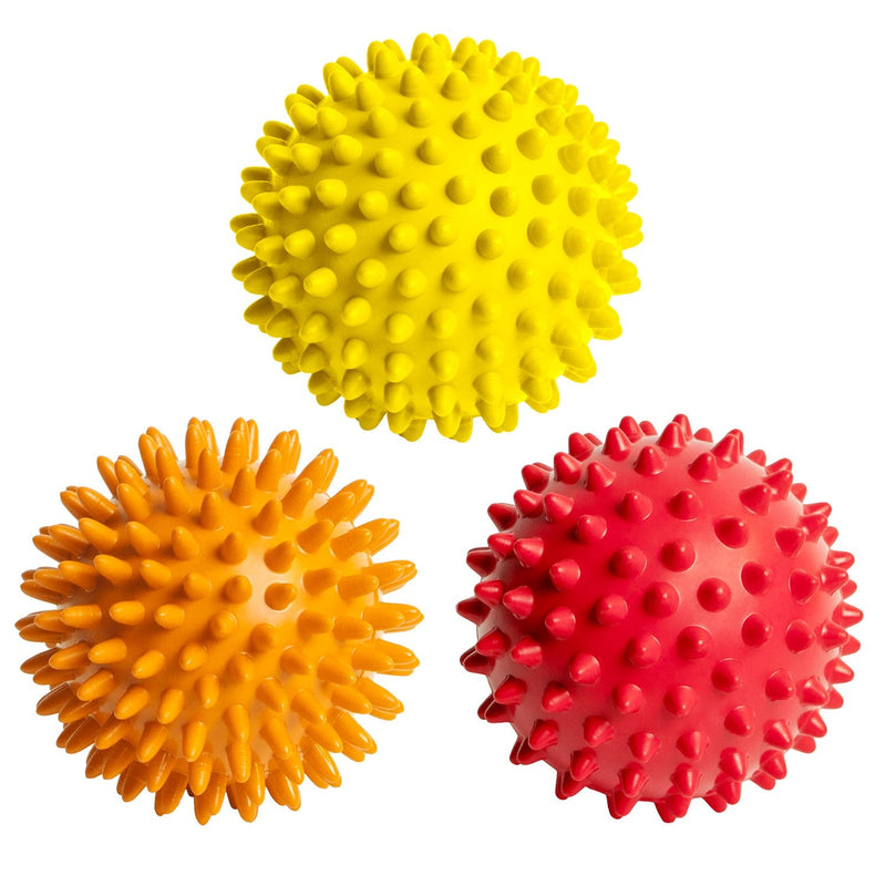 [Australia] - Spiky Massage Balls for Feet, Back, Hands, Muscles - Firm, Medium and Soft Spiked Massager Rollers for Plantar Fasciitis, Exercise, Neuro-Balance, Physical Therapy, 3-inch 