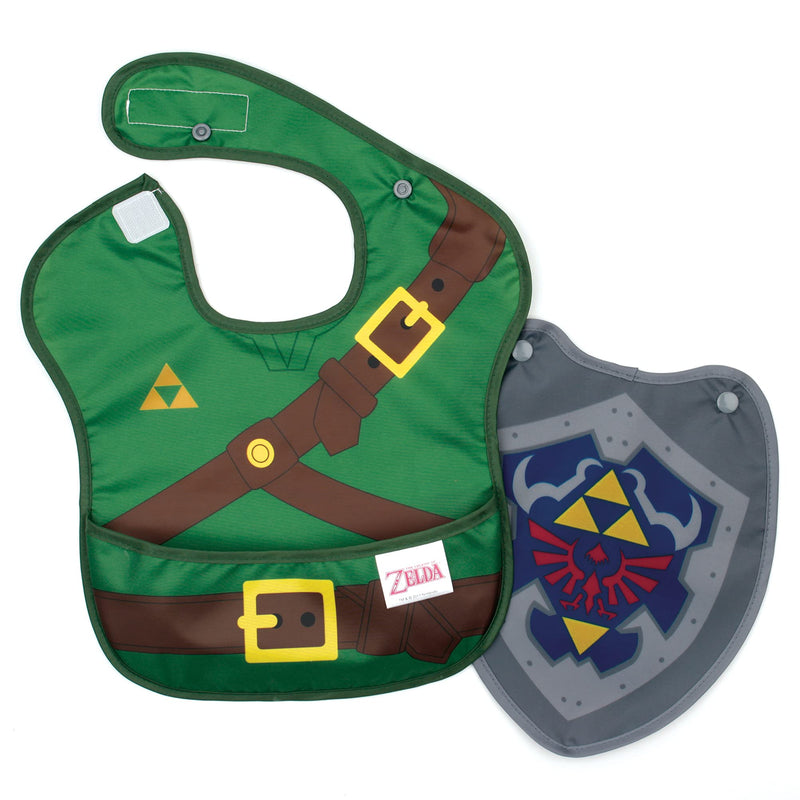 [Australia] - Bumkins Nintendo Bibs for Girl or Boy, SuperBib with Cape for Baby and Toddler 6-24 Months, Essential Must Have for Eating, Feeding, Baby Led Weaning Supplies, Mess Saving Catch Food, Legend of Zelda 1-Pack I1 Zelda, Cape 