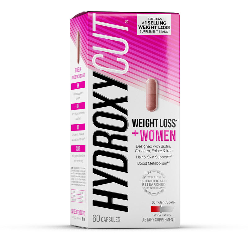 Hydroxycut +Women, Metabolism Support Formula, 60 Capsules | Energy and Metabolism Support Supplement, C. Canephora Robusta, Collagen, Biotin, Iron and Folate, Liquid Capsules