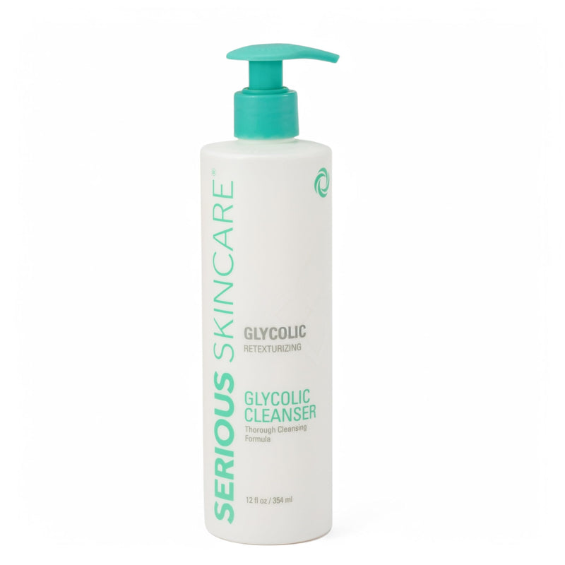 Serious Skincare Glycolic Cleanser - Skin Exfoliating Face Wash - 10% Glycolic Acid - Deep Pore Purifying - Removes Makeup, Oil, Blackheads and Impurities - Shave Prep - Anti-Aging 12 Fl. Oz. 12 Fl Oz (Pack of 1)