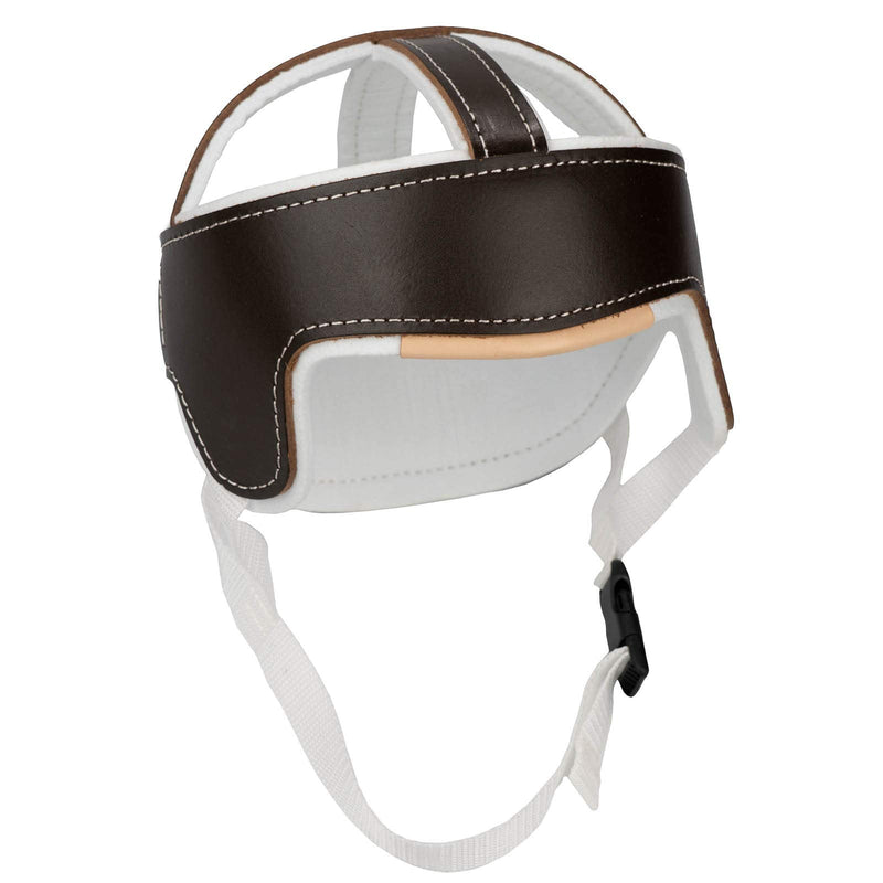 [Australia] - Sammons Preston Protective Helmet, 24", Leather Headpiece Protects the Head from Bumps and Bruises, Adjustable Chin Strap and White Felt Lining, Keep Vision Unobstructed While Protecting the Head 