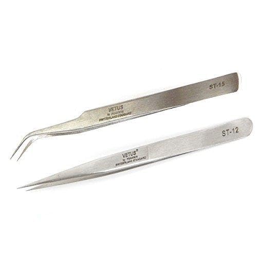 Best Pair VETUS TS12 TS15 Precise Straight Curved Tweezers For Eyelash Extension (3 pairs) 3 pairs