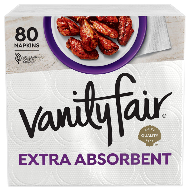 [Australia] - Vanity Fair Extra Absorbent Premium Paper Napkins, 80 Count, Disposable Napkins Made Soft And Strong For Messy Meals And Everyday Use 80 Count (Pack of 1) 