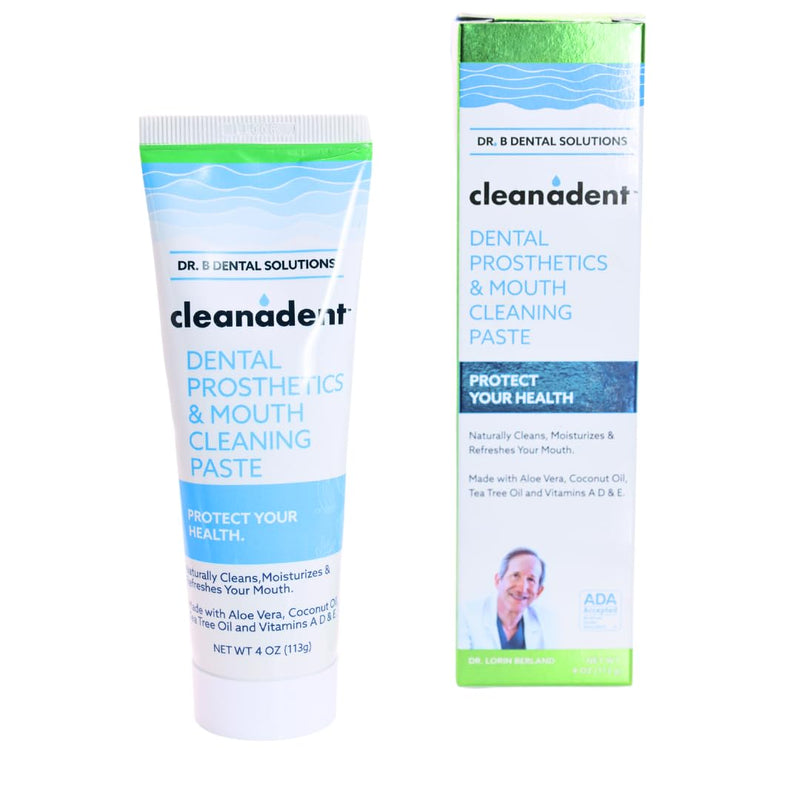[Australia] - Dr. B Dental Solutions Cleanadent Denture and Gum Toothpaste, ADA Accepted All-Natural Denture Toothpaste for Adults - Removes Odors, Stains and Adhesives - 4 oz 4 Fl Oz (Pack of 1) 