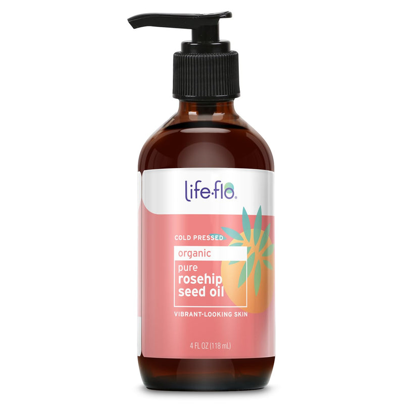 LIFE-FLO Pure Organic Rosehip Seed Oil, Hydrating Face Oil, Dry Skin Care, Cold Pressed from Organic Rose Hips, Rich in Fatty Acids and Vitamin A (Retinol), Hypoallergenic, 60-Day Guarantee, 4oz Unscented 4 Fl Oz (Pack of 1)