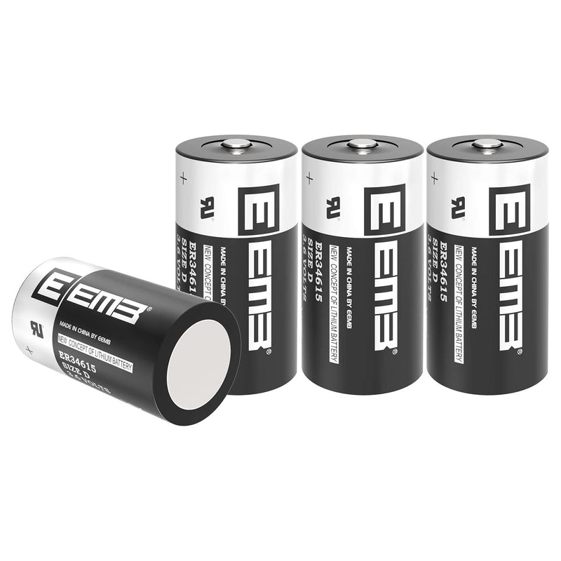 [Australia] - 4Pack EEMB 3.6V D Cell Batteries ER34615 D Size Lithium Batteries 19000mAh Li-SOCL₂ Non-Rechargeable Battery LS-33600 XL-205F for CNC & Printing Machine Tool,Meter,Clock & 1 Year Manufacturer Warranty 