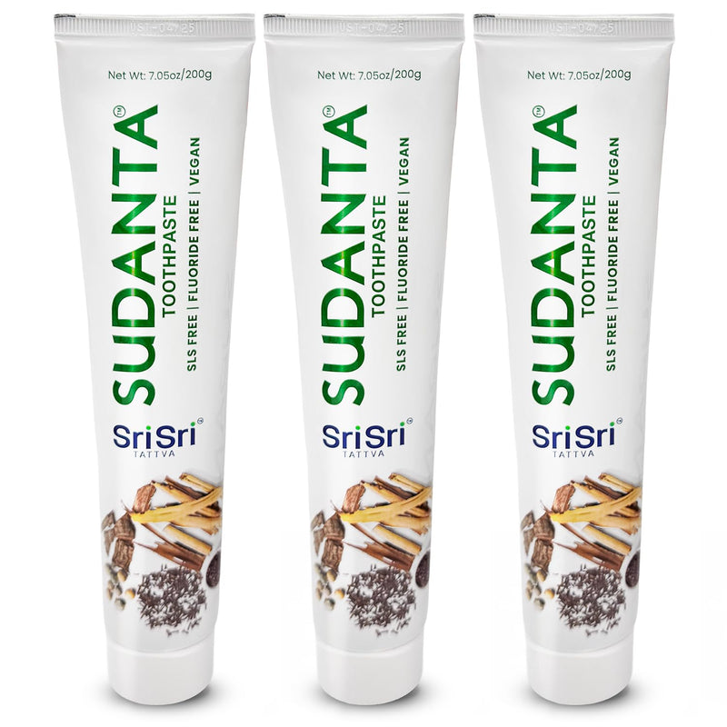 Sudanta 200g - 3 Pack - Herbal Fluoride-Free, Paraben-Free, Vegan, Natural Toothpaste with Ayurvedic Herbs Herbal-200g-Pack of 3