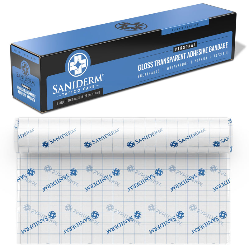 [Australia] - Saniderm Original Tattoo Aftercare Bandage (Personal Roll, 10.2 in x 2 yd) Personal Roll (10 in x 2 yd) 