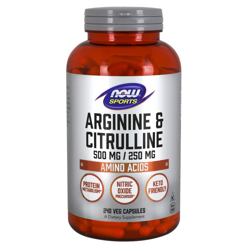 [Australia] - NOW Sports Nutrition, Arginine & Citrulline 500 mg/ 250 mg, Amino Acids, 240 Veg Capsules 