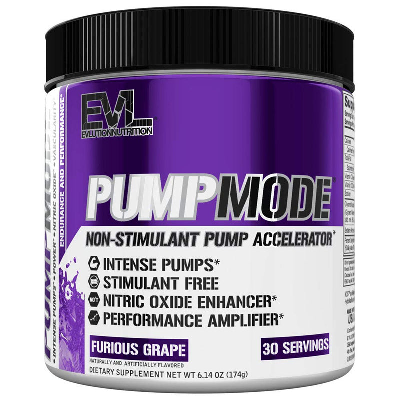 [Australia] - EVL PumpMode Nitric Oxide Supplement - Nitric Oxide Booster Pump Pre Workout Powder with Glycerol and Betaine for Muscle Recovery Growth and Endurance - Stim Free Pre Workout Drink (Furious Grape) Furious Grape 