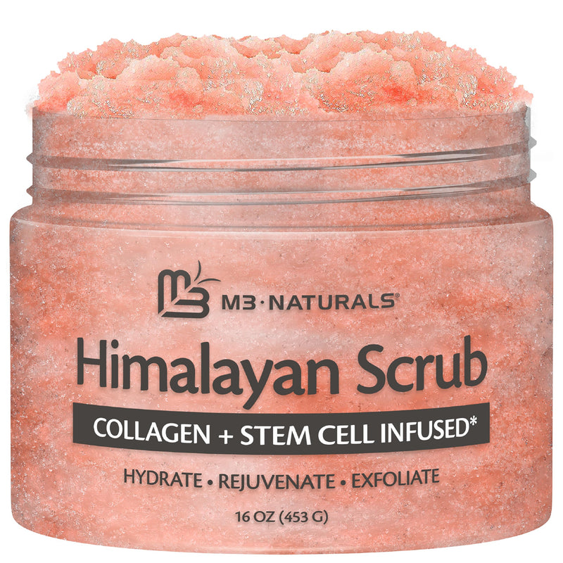 [Australia] - Himalayan Salt Scrub, Face, Foot, and Body Exfoliator with Collagen and Stem Cells, Exfoliating Scrub for Toning, Cellulite, and Skin Care by M3 Naturals 16 fl oz Himalayan Scrub 16 Ounce (Pack of 1) 