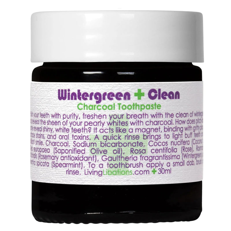 [Australia] - Living Libations - Organic Wintergreen Clean Activated Charcoal Toothpaste | Natural, Plant-Based, Clean Beauty (1 oz | 30 ml) 