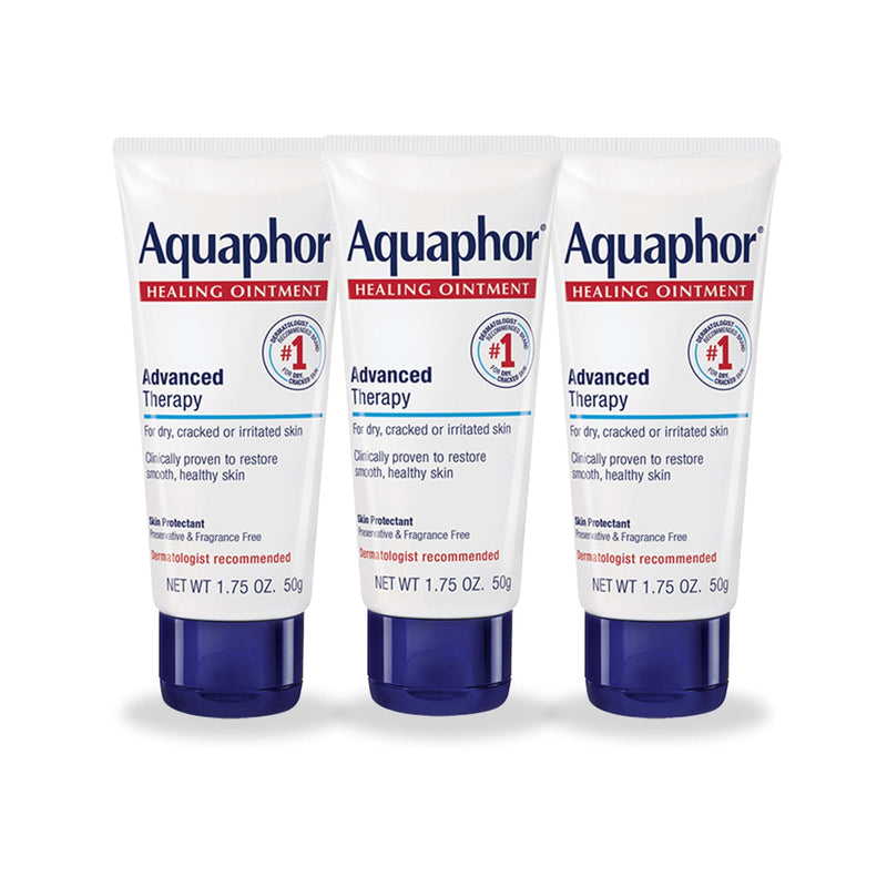 Aquaphor Advanced Therapy Healing Ointment, Multipack, 3 x 1.75 OZ | Clinically Proven Skin Protectant Moisturizer for Cracked, Irritated or Dry Skin Relief, Dye and Fragrance Free 1.75 Fl Oz (Pack of 3)