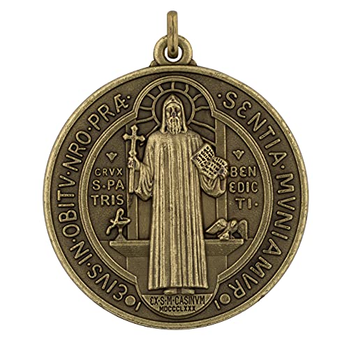 Venerare Deluxe 2" Saint Benedict Medal Antique Brass
