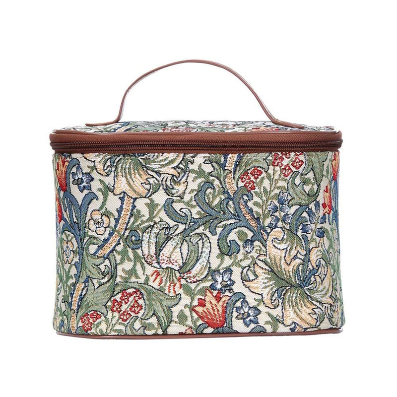 Signare Tapestry Toiletry Bag Makeup Organizer bag for Women with with William Morris Golden Lily Design (TOIL-GLILY)