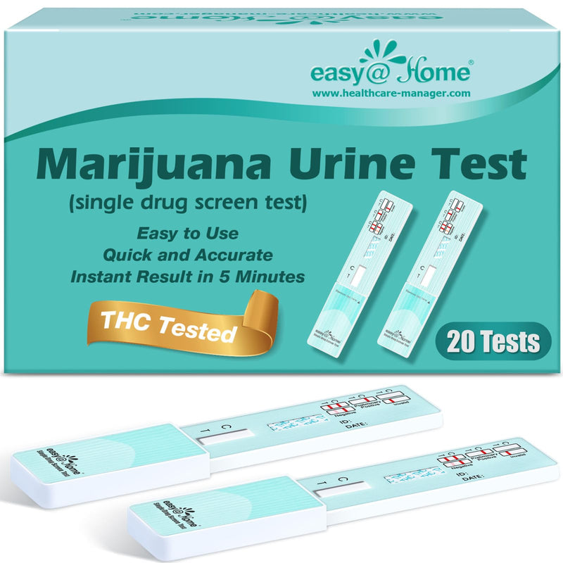 Easy@Home 20 Pack Marijuana Drug Test Kit - Urine THC Test for Home Use | THC Urine Tests (Cannabinoids Test) for Home Use, THC Detox Testing Kits 50ng/mL, Drug Testing Kit Track THC Detox #EDTH-114 20 Count (Pack of 1)
